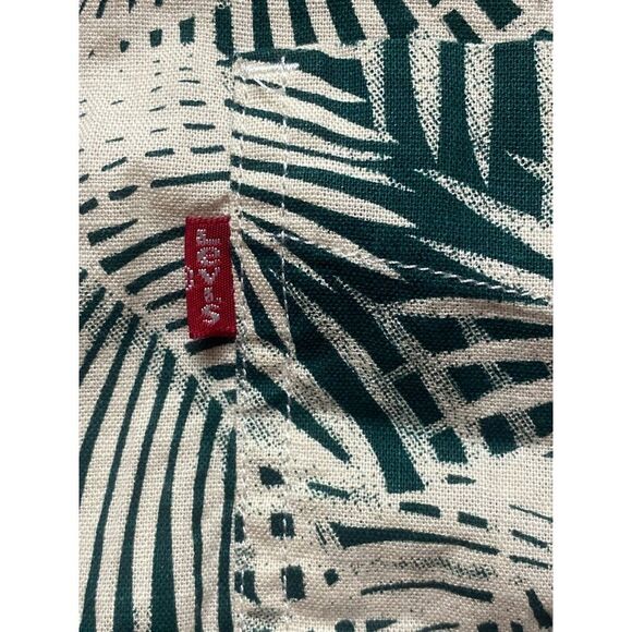 Levis Shirt Adult Small Green Standard Fit AOP Tropical Hawaiian Aloha Mens - Picture 5 of 10